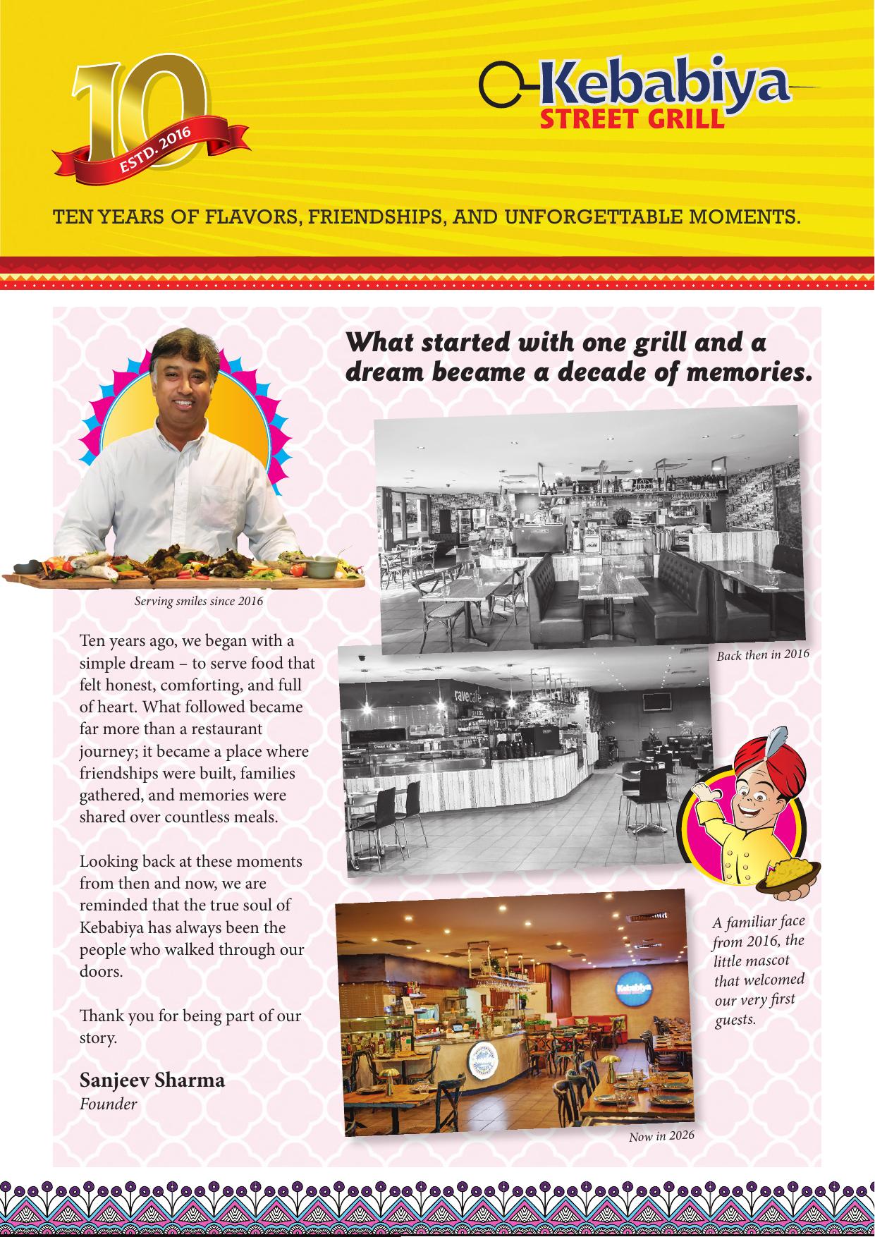 Kebabiya 10-Year Anniversary Newsletter cover