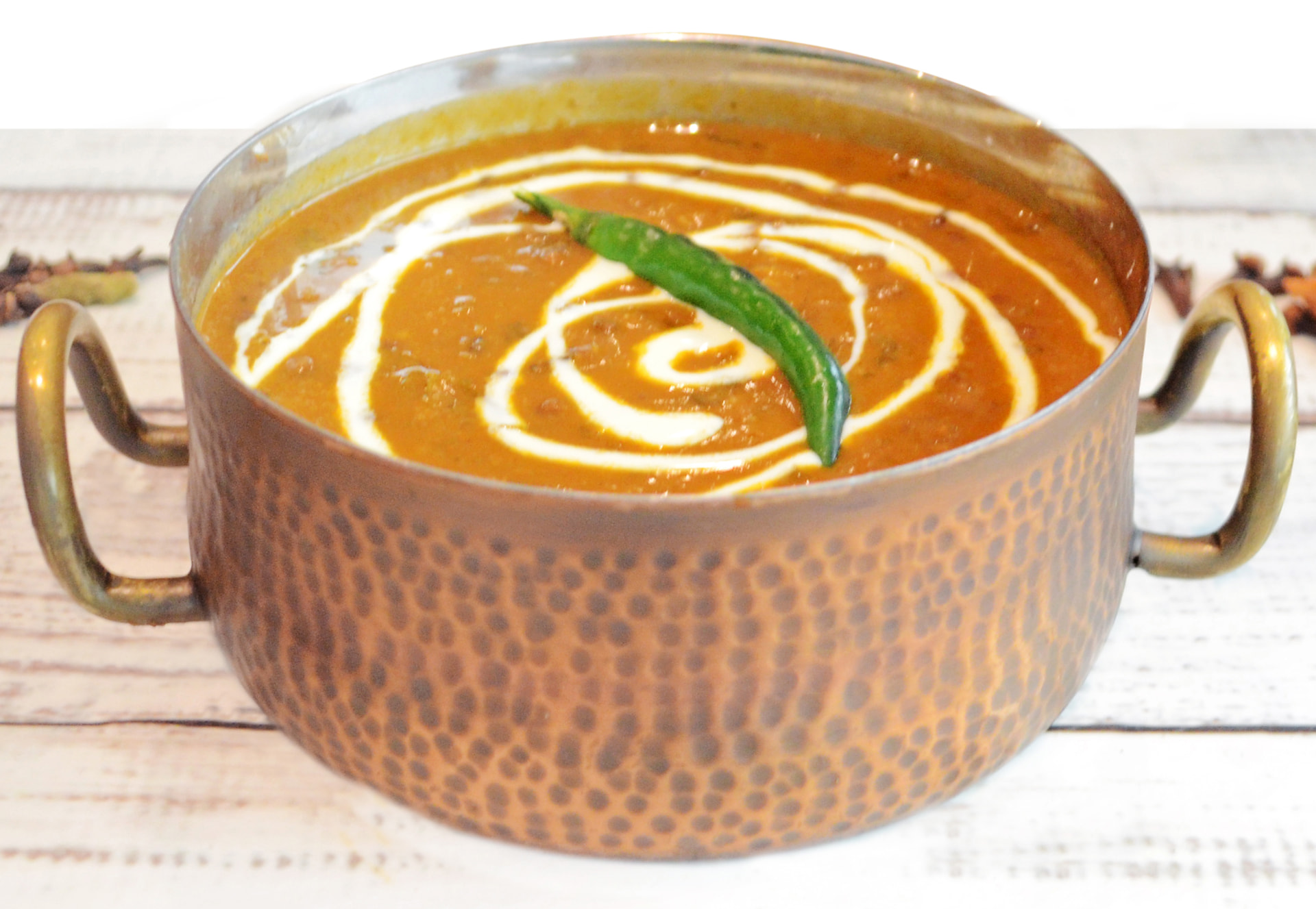 Original photograph of Kebabiya Special Daal in a copper handi